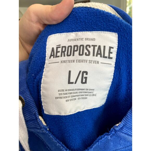 Y2K Aeropostale Men's Blue Branded Logo Hoodie L - Picture 5 of 11